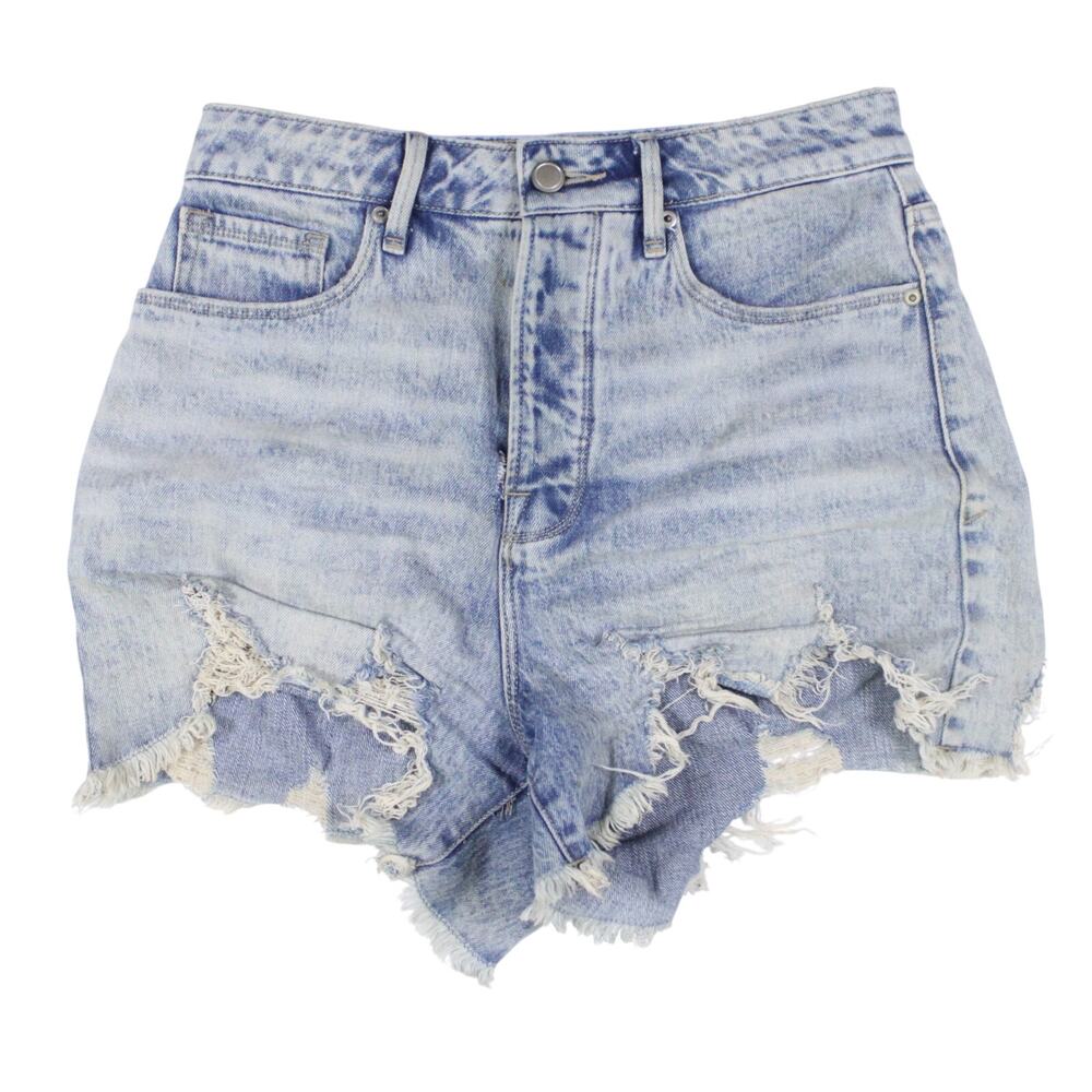 Good American GBS991T Cotton Bombshell Short Acid Wash 1990's Button Fly sz 4 27